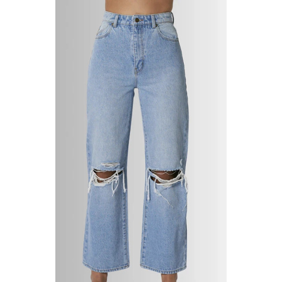 NWT Rollas Heidi Ankle Old Stone Jeans Blue Denim Distressed High Rise Size 30 - Picture 16 of 16